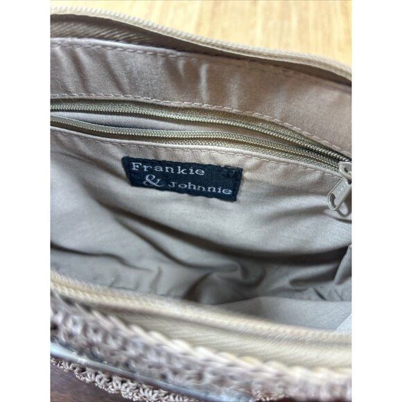 Frankie & Johnnie Small Shoulder Bag Purse Brown BOHO 8" Croquet built in Wallet - Picture 4 of 10